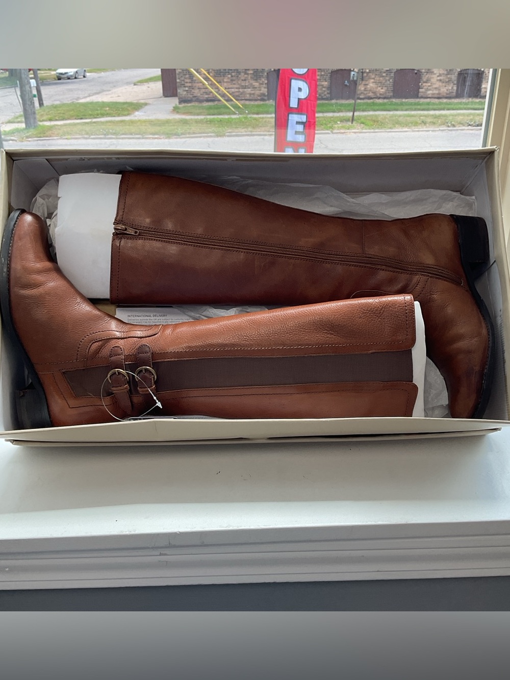 Over-the-Knee Leather Boots in Cognac Brown